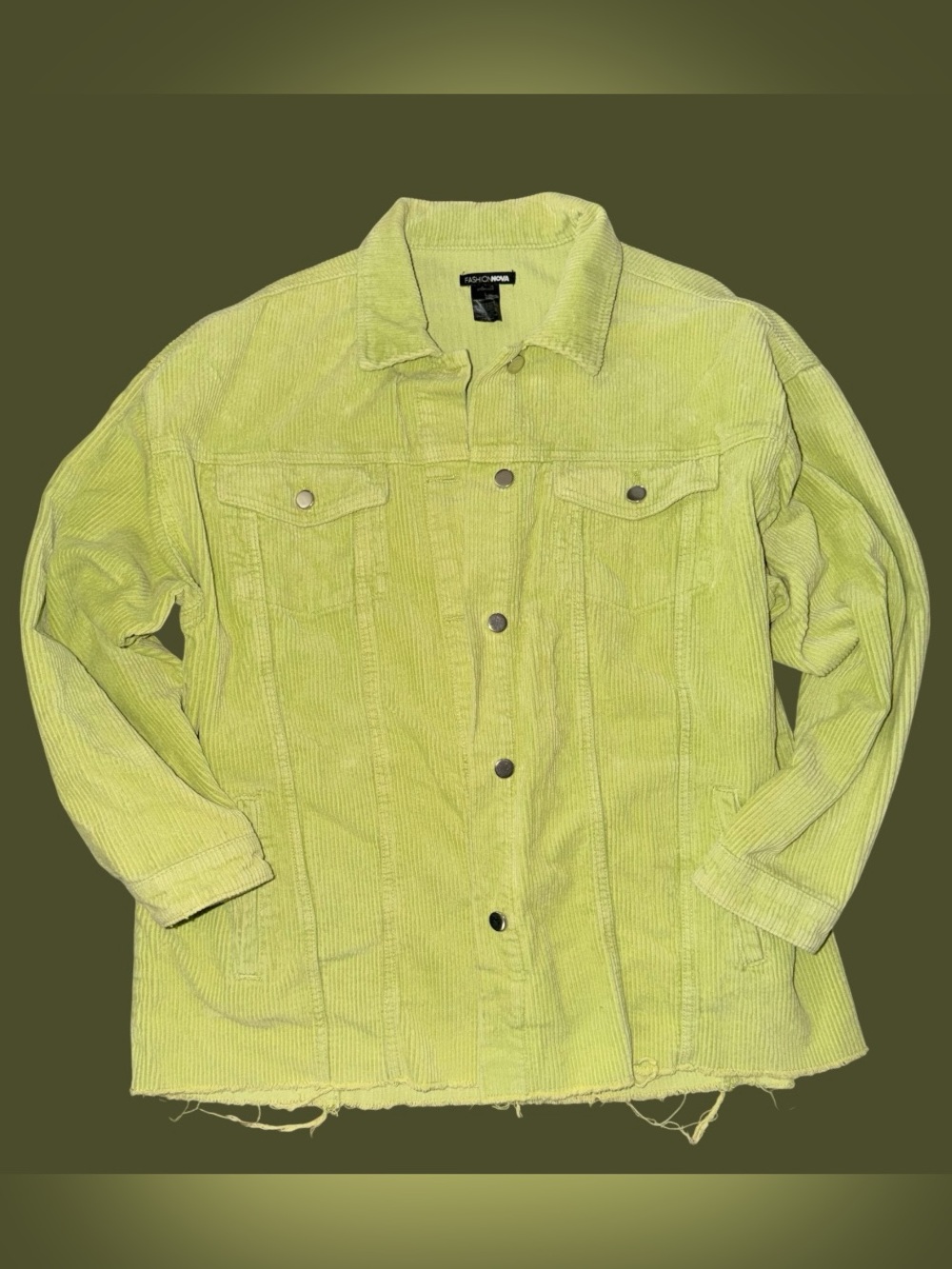 Fashion Nova Lime Green Corduroy oversized Jacket